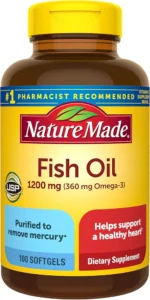 Nature Made Fish Oil Omega 3 Supplements, 1200mg Softgels, Omega 3 Fish Oil for Healthy Heart Support, 100 Softgels, 50 Day Supply