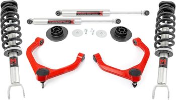 Rough Country 3" Suspension Lift Kit with M1 Struts & M1 Rear Shocks for Ram 1500 4WD (2012-2018) - Red Upper Control Arms