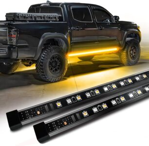 OPT7 Sidekick 86" Running Board Lights 2PCS LED Strips w/Sequential Amber Turn Signal Side Marker, DRL, White Courtesy Light for Extended Crew Cab Pickup - Truck Decorations