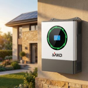 ساكو صن بولو عاكس طاقة شمسية هايبرد 8 كيلو واط/11 كيلو واط في الإمارات العربية المتحدة مع نظام MPPT مزدوج، نظام بطارية BMS، 6 قطع عاكسات مجتمعة لتوسيع السعة على الشبكة/خارج الشبكة، عاكس موجة جيبية