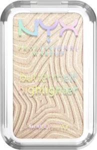 NYX PROFESSIONAL MAKEUP Buttermelt Highlighter, Powder Highlighter Makeup, With Up to 12H Wear and High Impact Glow - 05 Bright and Butta (Light Champagne)