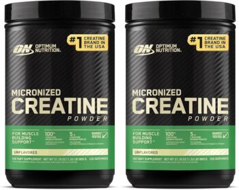 Optimum Nutrition Micronized Creatine Monohydrate Powder, Unflavored, 120 Servings, 600 Grams (Packaging May Vary) (Pack of 2)