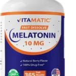 Vitamatic Melatonin 10 mg Fast Dissolve Tablets – Quick-Dissolving Sleep Support Supplement for Adults – Vegetarian, Non-GMO & Gluten-Free – Natural Berry Flavor – 365 Tablets