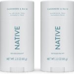 Native Deodorant Contains Naturally Derived Ingredients, 72 Hour Odor Control, Deodorant for Women and Men, Aluminum Free, Cashmere & Rain Scent 2.3 oz (Pack of 2)