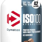 Dymatize ISO100 Hydrolyzed Protein Powder, 100% Whey Isolate Protein, 25g of Protein, 5.5g BCAAs, Gluten Free, Fast Absorbing, Easy Digesting, Gourmet Chocolate, 3 Pound (42 Servings)