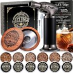 Whiskey Smoker Kit with 3-Flame Torch - 6 Wood Chips & Gift Box for Smoking Drinks| Cocktail Smoker Kit| Bourbon Smoker Kit| Old Fashioned Smoker Kit | Whiskey Gift for Men (No Butane Incl.)