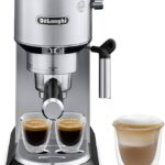 De’Longhi Dedica Espresso Machine with Manual Milk Frother, 15-Bar Pump & Adjustable Tray - Home Barista Coffee Maker for Espresso, Latte, Cappuccino & Iced Coffee - Italian Stainless Steel Design