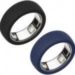 Silicone Case Compatible with Oura Ring 5, 2 Pack Soft Smart Ring Protector Cover, Anti-Scratch Lightweight Ring Protective Sleeve for Women Men, Size 10-13, Black and Blue