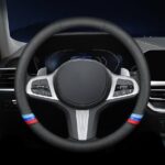 New Nappa Leather Car Steering Wheel Cover, Comfortable, Non-Slip, Sporty Style. for BMW Car Steering Wheel Covers. Black and Blue