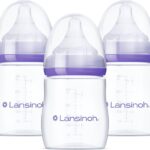 Lansinoh Anti-Colic Baby Bottles, BPA-Free Plastic, 5 Ounces, 3 Count, Slow Flow Nipples (Size S), Breastfeeding Bottle with NaturalWave Design, Baby Essentials