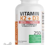 Bronson Vitamin K2 D3 (MK7) Extra Strength D3 & K2 Complex, 250 Capsules