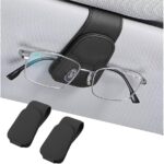 AICEL Sunglasses Holders for Car Sun Visor, Leather Eyeglasses Hanger Mounter, Magnetic Glasses Holder and Ticket Card Clip, Auto Interior Accessories Universal for SUV Pickup Truck