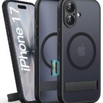 BXYJY for iPhone 17 Case with Stand, Slim Compatible with MagSafe, Black