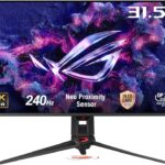 ASUS ROG Swift 32” 4K OLED Gaming Monitor (PG32UCDMR) ― 4K (3840 x 2160), QD-OLED, 240Hz, 0.03ms, G-SYNC Compatible, 99% DCI-P3, USB-C 90W, DisplayWidget, DisplayPort 2.1, 3 yr Warranty