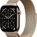 Apple Watch Series 11 [GPS + Cellular, 46mm] Gold Titanium Case with Gold Milanese Loop, M/L (Renewed)