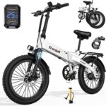 LELEKUAI Electric Bike for Adults and Teens, 520W-1200W Motor, 20-28MPH, 32 Miles Range, 48V 10Ah Battery, 3-Level Pedal Assist, 14" Foldable Mini Electric Bicycle, UL 2849 Certified