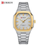 CURREN Men's Quartz Business Square Watch Analog Stainless Steel Wristwatch
